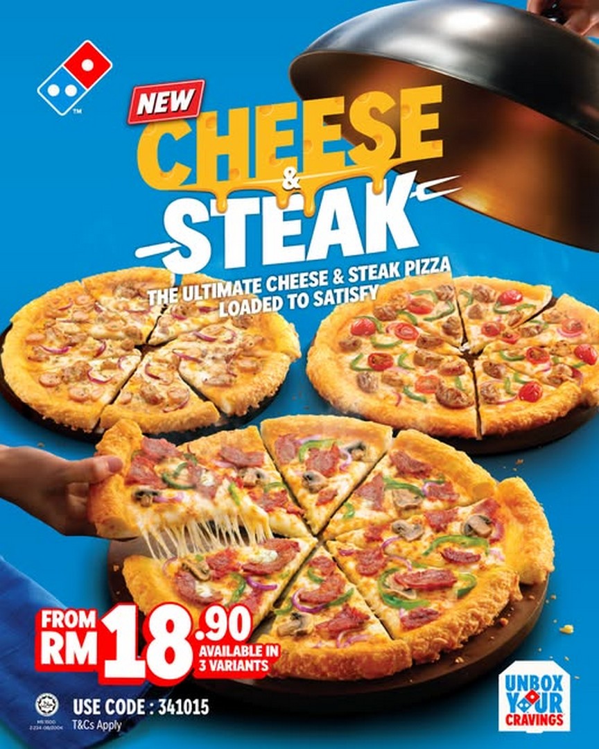 Dominos-Pizza-Malaysia-All-New-Cheese-Steak-Pizza-Promotion 7 October 2026 onwards: Domino’s Pizza Malaysia: All-New Cheese & Steak Pizza Promotion with Prices from RM18.90