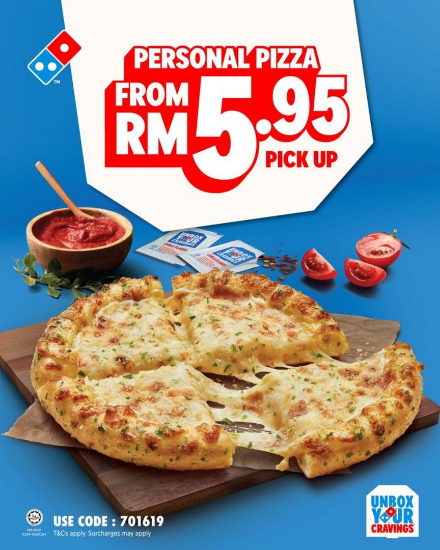 Dominos-Pizza-Malaysia-Personal-Pizza-Promotion-from-RM5.95 15 October 2026 onwards: Domino's Pizza Malaysia: Personal Pizza Promotion from RM5.95 with Pick-Up Promo Code 701619