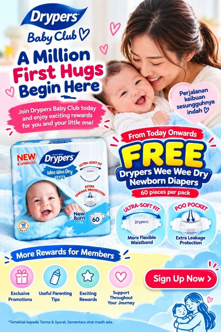 Drypers-Malaysia-Free-Newborn-Diapers-Giveaway-1 18 October–31 December 2026: Drypers Malaysia Free Newborn Diapers Giveaway – Get a Welcome Gift When Joining Drypers Baby Club, Online Registration, Eligibility and Terms Apply