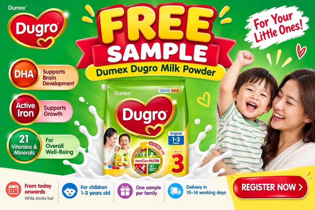 Dumex-Dugro-Malaysia-–-Free-Growing-Up-Milk-Powder-Sample-Giveaway 18 October 2026 onwards: Dumex Dugro Malaysia – Free Growing-Up Milk Powder Sample Giveaway for Children Aged 1–3 Years Old, Online Registration While Stocks Last