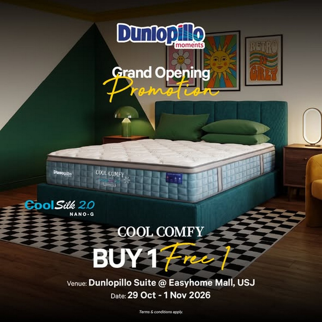 Dunlopillo-Malaysia-Grand-Opening-Promotion-at-Dunlopillo-Suite-1 29 October–1 November 2026: Dunlopillo Malaysia Grand Opening Promotion at Dunlopillo Suite, Easyhome Mall USJ – Up to 30% Off, Buy 1 Free 1 and Buy 1 Free 2 Mattress Deals