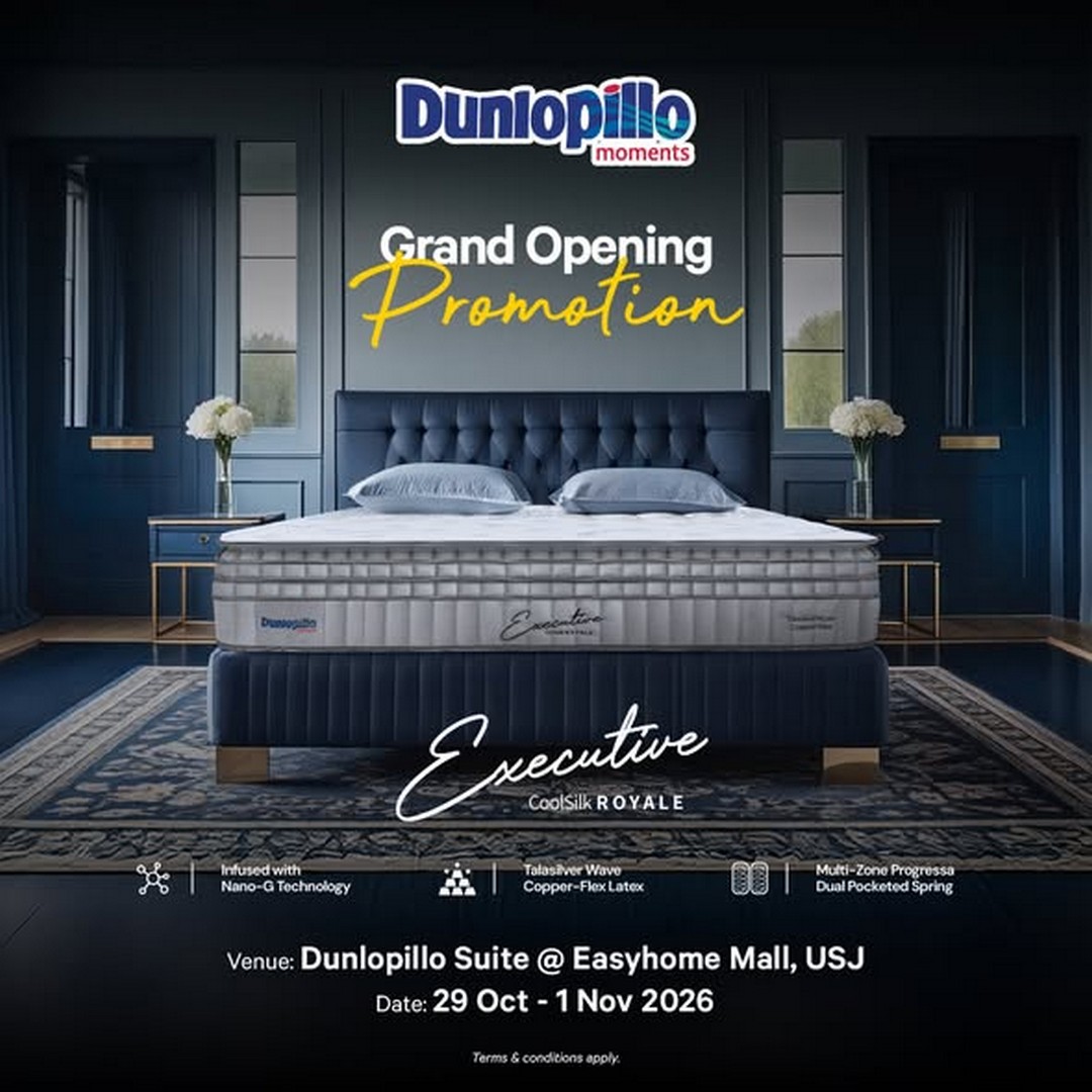 Dunlopillo-Malaysia-Grand-Opening-Promotion-at-Dunlopillo-Suite-3 29 October–1 November 2026: Dunlopillo Malaysia Grand Opening Promotion at Dunlopillo Suite, Easyhome Mall USJ – Up to 30% Off, Buy 1 Free 1 and Buy 1 Free 2 Mattress Deals