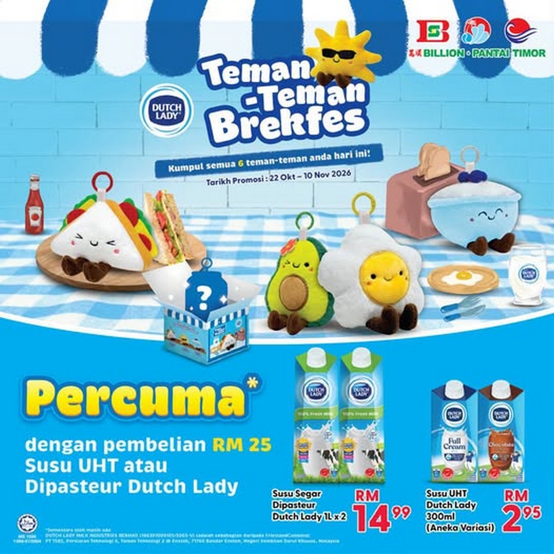 Dutch-Lady-Malaysia-Collect-All-6-Breakfast-Friends-Plush 22 October–10 November 2026: Dutch Lady Malaysia: Collect All 6 Breakfast Friends Plush Keychains with RM25 Purchase at Selected Billion and Timor Beaches Stores