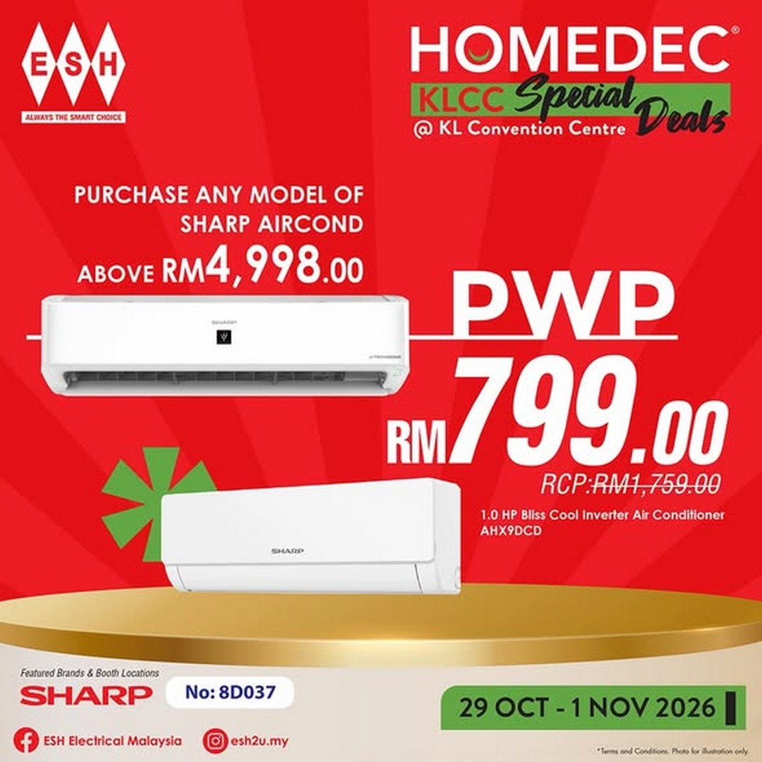 ESH-Electrical-Malaysia-SHARP-Home-Appliance-Sale-1 29 October-1 November 2026: ESH Electrical Malaysia SHARP Home Appliance Sale & Exclusive Promotions at HOMEDEC KLCC – Get RM50 Touch 'n Go eWallet, FREE Gifts & Special Air Conditioner Deals