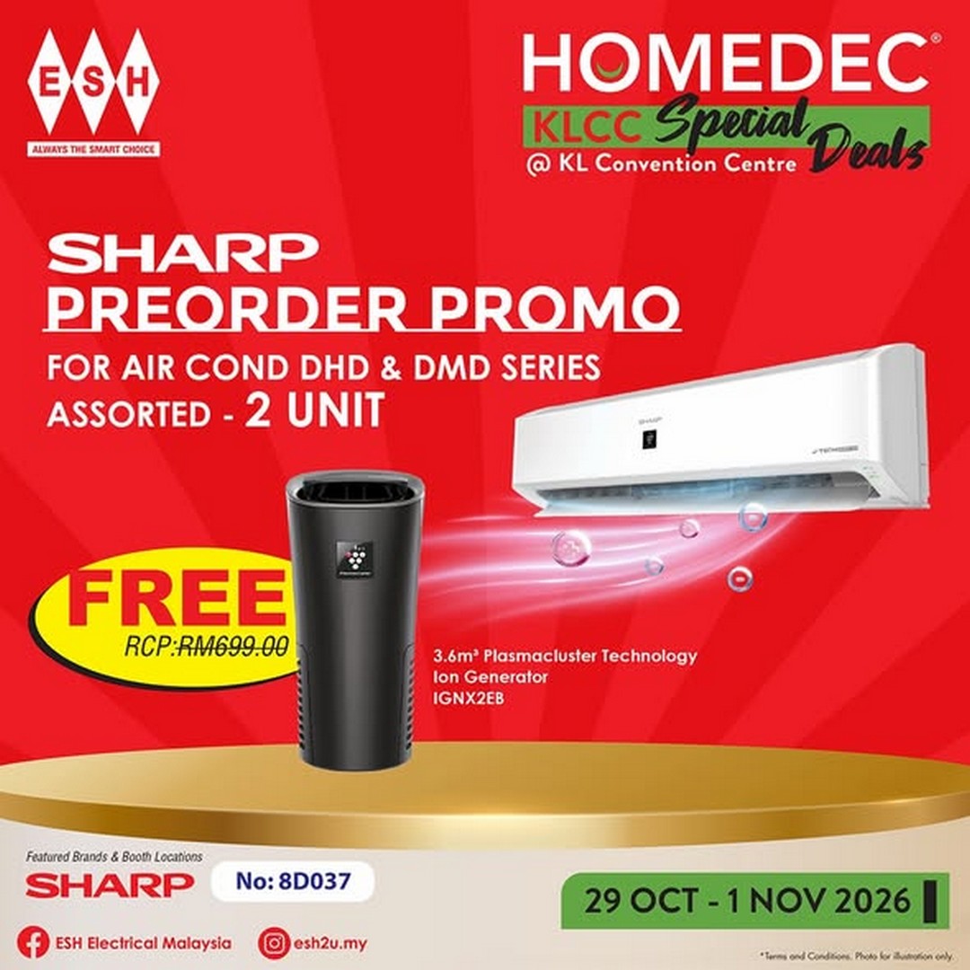 ESH-Electrical-Malaysia-SHARP-Home-Appliance-Sale-3 29 October-1 November 2026: ESH Electrical Malaysia SHARP Home Appliance Sale & Exclusive Promotions at HOMEDEC KLCC – Get RM50 Touch 'n Go eWallet, FREE Gifts & Special Air Conditioner Deals