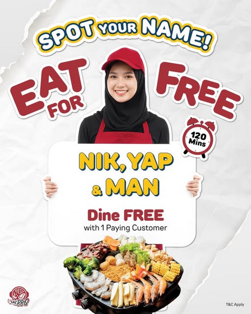 EatBBQ-Restaurant-Malaysia-Free-120-Minute-BBQ-Feast 20 October 2026 onwards: EatBBQ Restaurant Malaysia: Free 120-Minute BBQ Feast for NIK, YAP and MAN Name Holders with One Paying Customer at Paradigm Mall PJ