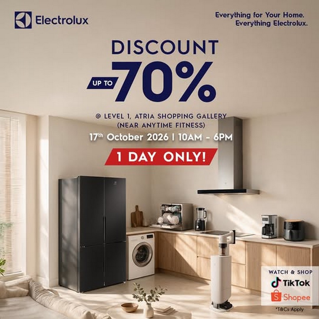 Electrolux-Up-to-70-Off-One-Day-Sale-at-Atria-Shopping-Gallery 17 October 2026: Electrolux: Up to 70% Off One-Day Sale at Atria Shopping Gallery, First Floor Event Hall