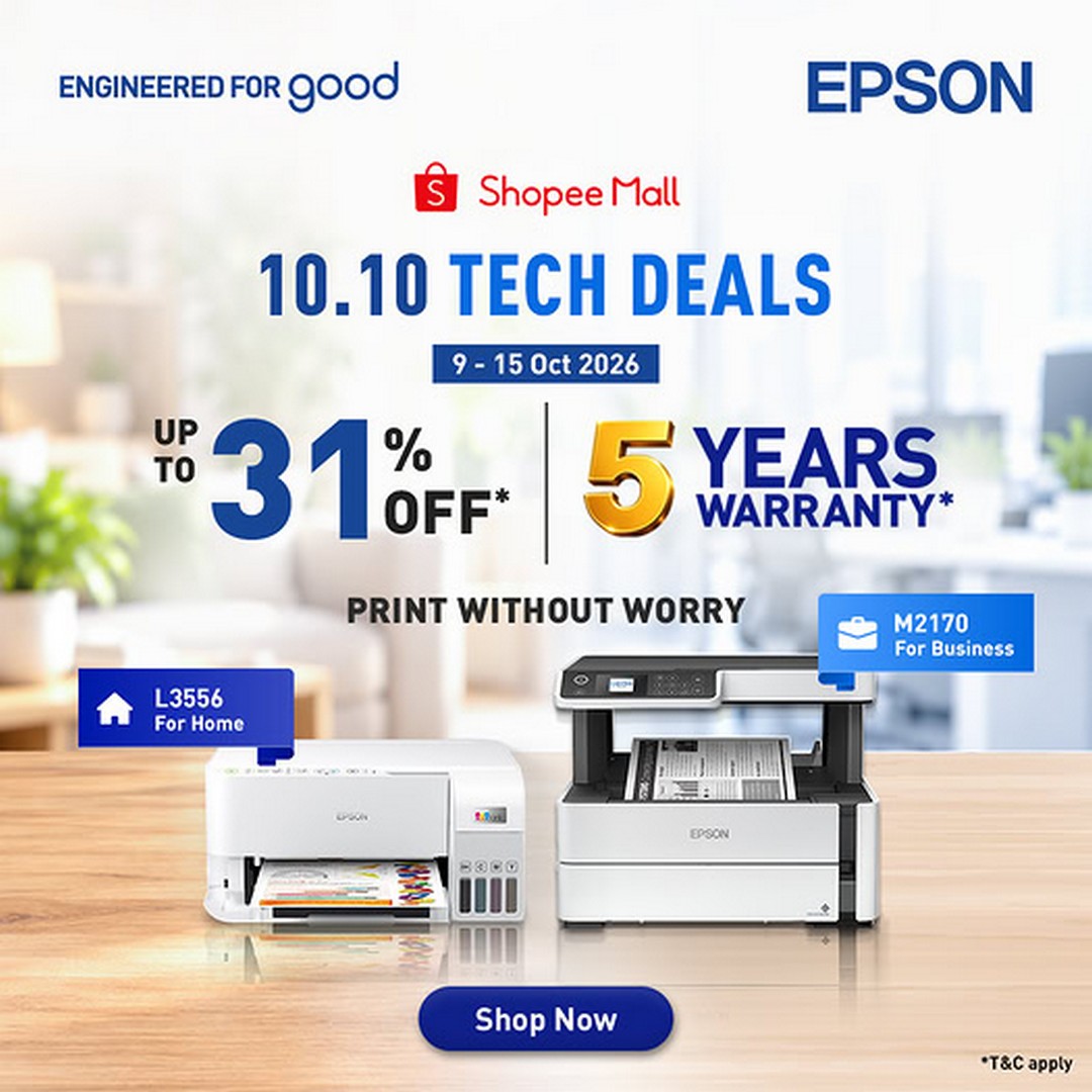 Epson-Up-to-31-OFF-Selected-EcoTank-Printers 9-15 October 2026: Epson: Up to 31% OFF Selected EcoTank Printers with 5 Years Warranty – 10.10 Promotion on Shopee Mall Malaysia