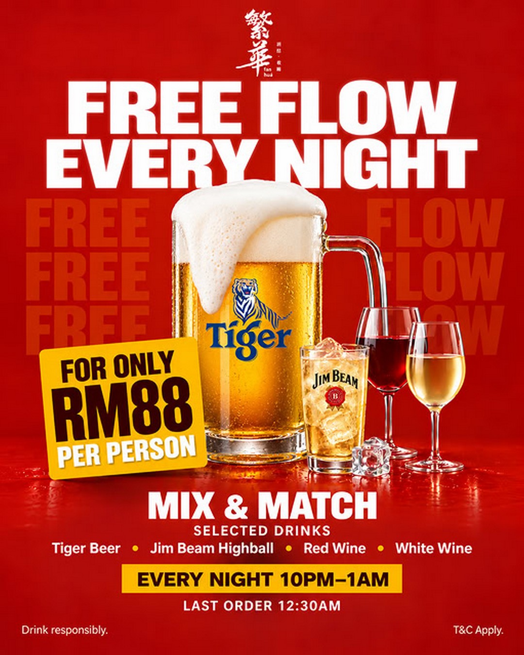 Fan-Hua-RM88-Free-Flow-Drinks-Promotion-in-TTDI-Kuala-Lumpur 30 October 2026 onwards: Fan Hua RM88 Free-Flow Drinks Promotion in TTDI, Kuala Lumpur – Enjoy Tiger Beer, Jim Beam Highball & Wine Every Night from 10pm to 1am