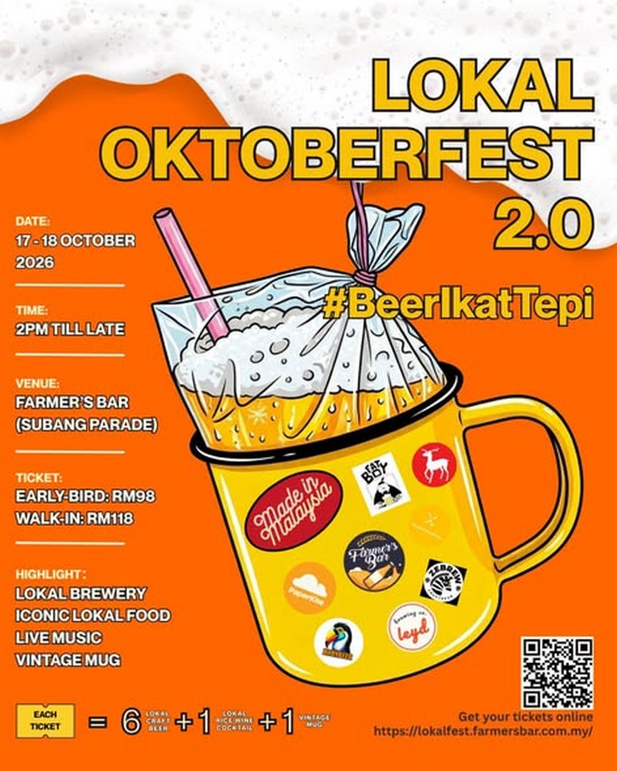 Farmers-Bar-Lokal-Oktoberfest-2.0-–-Beer-Ikat-Tepi-Edition 17-18 October 2026: Farmer’s Bar: Lokal Oktoberfest 2.0 – Beer Ikat Tepi Edition, Malaysian Craft Beer Festival with Local Food, Live Music and Vintage Mug Giveaway at Subang Parade