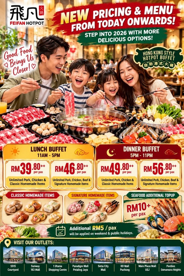Fei-Fan-Hotpot-Malaysia-–-Updated-2026-Buffet-Prices-from-RM39.80-1 19 October 2026 onwards: Fei Fan Hotpot Malaysia – Updated 2026 Buffet Prices from RM39.80++, Hong Kong-Style Hotpot Lunch and Dinner Deals at 8 Shopping Mall Outlets