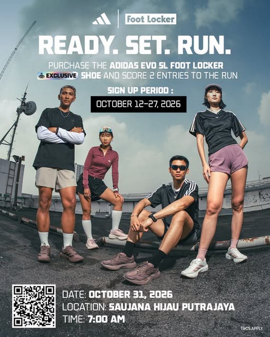 Foot-Locker-Malaysia-adidas-Evo-SL-Foot-Locker-Exclusive-Purchase-Promotion 12-31 October 2026: Foot Locker Malaysia: adidas Evo SL Foot Locker Exclusive Purchase Promotion – Get 2 Entries to the READY. SET. RUN. Exclusive Running Event at Saujana Hijau, Putrajaya
