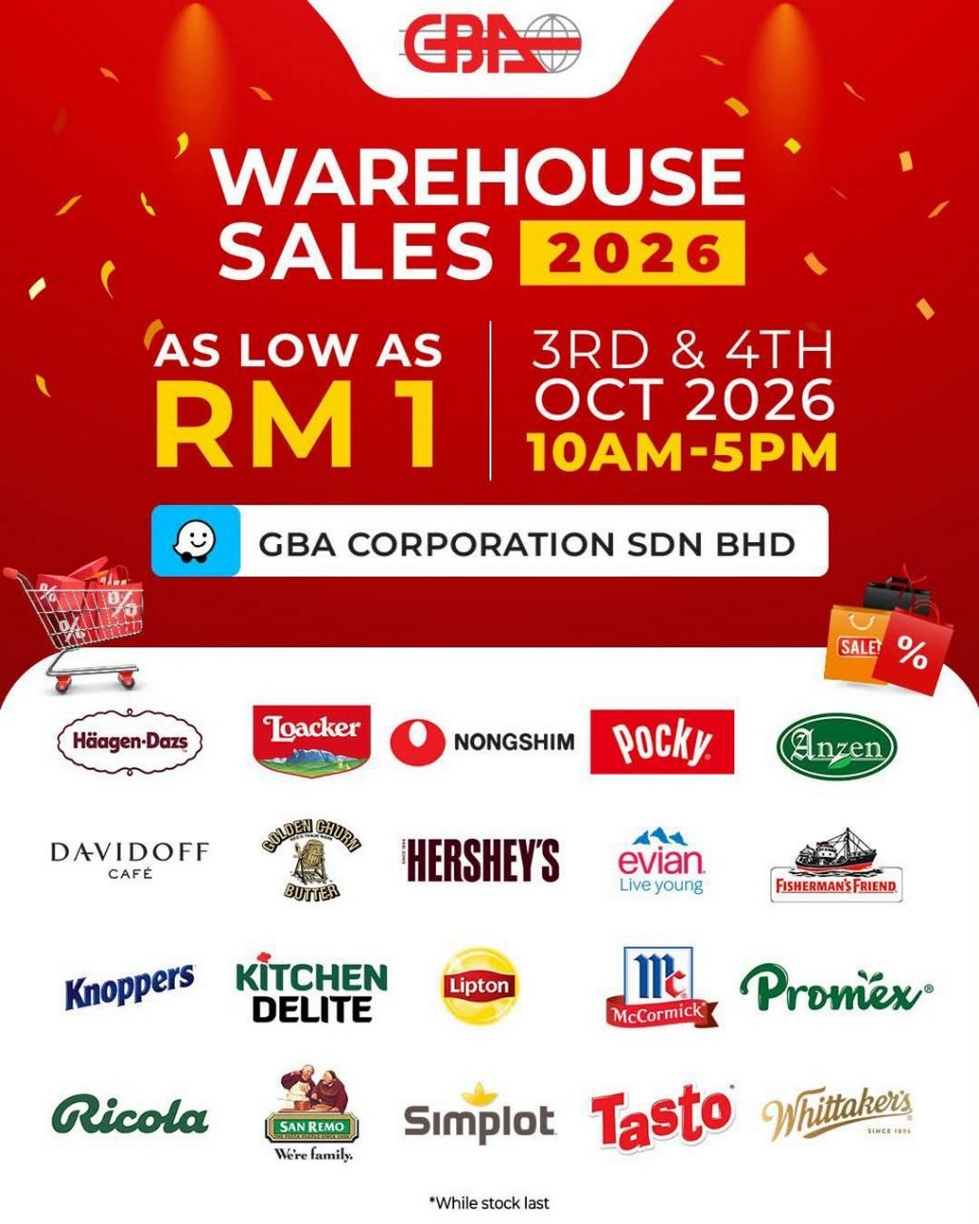 GBA-Corporation-Warehouse-Sale-2026-With-Branded-Snacks-1-1 3–4 October 2026: GBA Corporation: Warehouse Sale 2026 With Branded Snacks, Drinks & Food Products From RM1 in Puchong