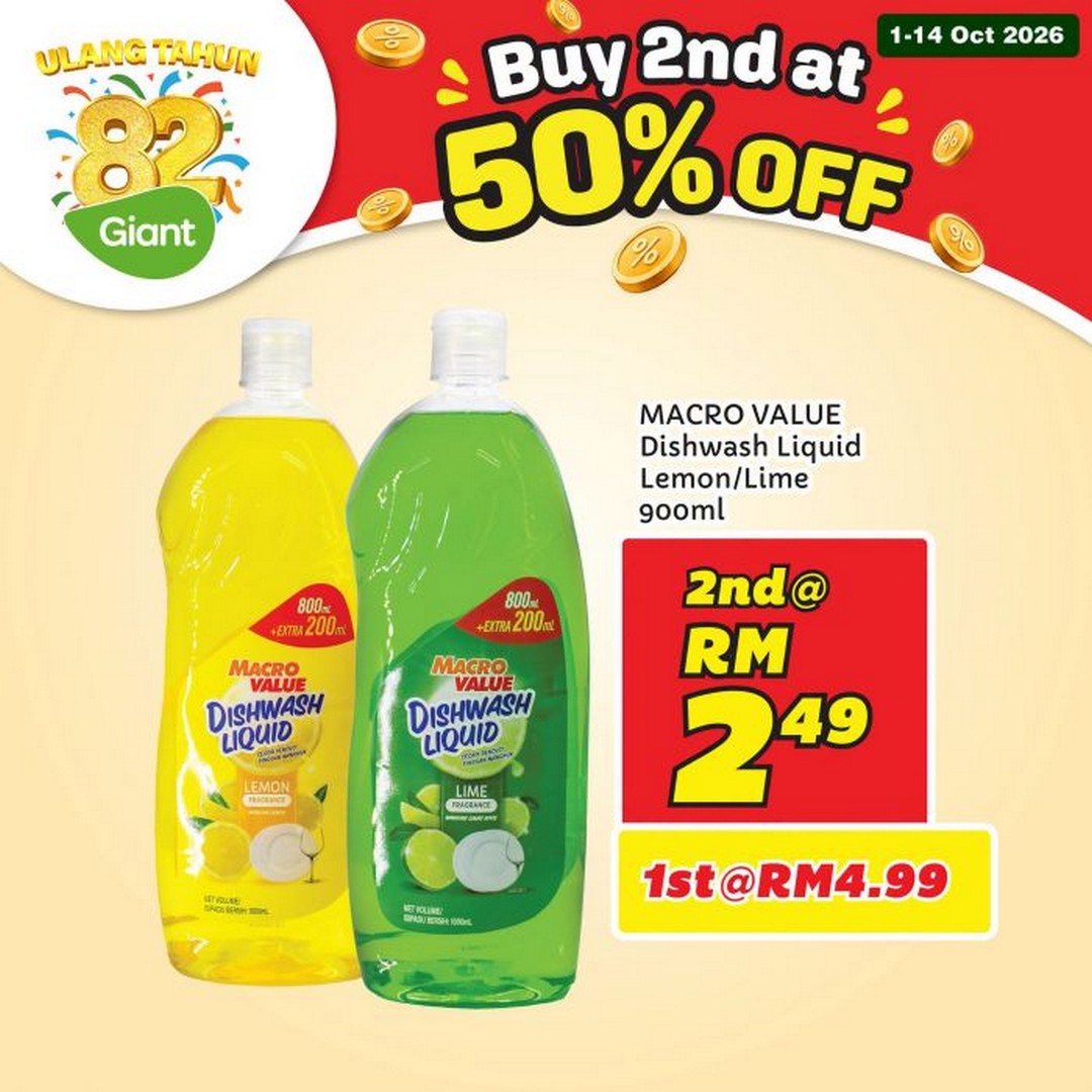 Giant-82nd-Anniversary-Buy-2nd-at-50-Off-Promotion-10 1-14 October 2026: Giant: 82nd Anniversary Buy 2nd at 50% Off Promotion on Selected Food, Drinks and Household Essentials