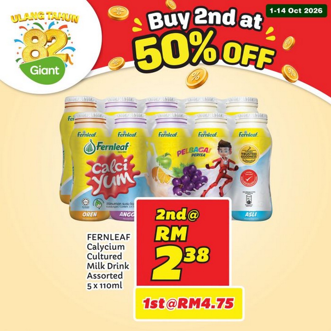 Giant-82nd-Anniversary-Buy-2nd-at-50-Off-Promotion-12 1-14 October 2026: Giant: 82nd Anniversary Buy 2nd at 50% Off Promotion on Selected Food, Drinks and Household Essentials