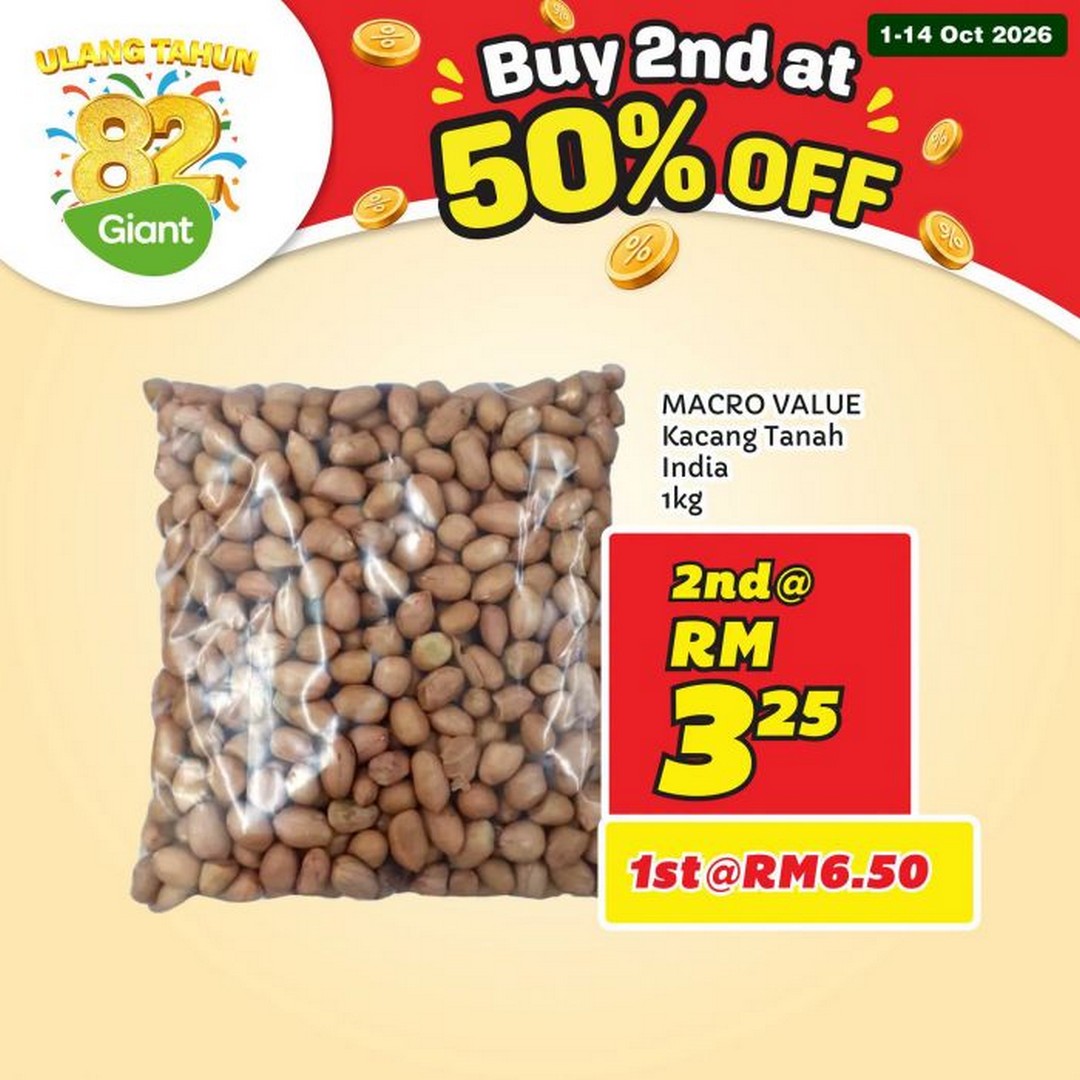 Giant-82nd-Anniversary-Buy-2nd-at-50-Off-Promotion-14 1-14 October 2026: Giant: 82nd Anniversary Buy 2nd at 50% Off Promotion on Selected Food, Drinks and Household Essentials