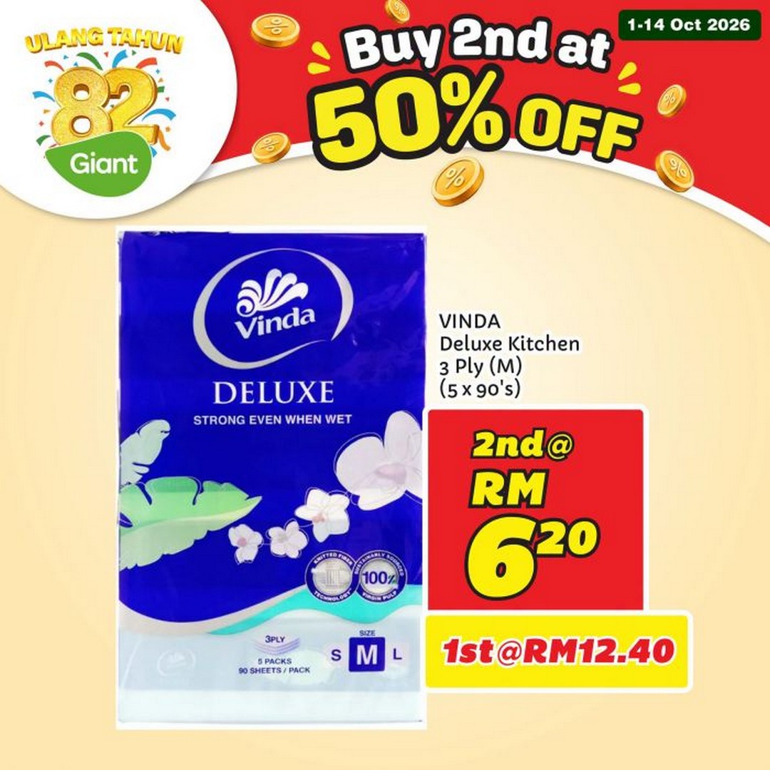 Giant-82nd-Anniversary-Buy-2nd-at-50-Off-Promotion-15 1-14 October 2026: Giant: 82nd Anniversary Buy 2nd at 50% Off Promotion on Selected Food, Drinks and Household Essentials