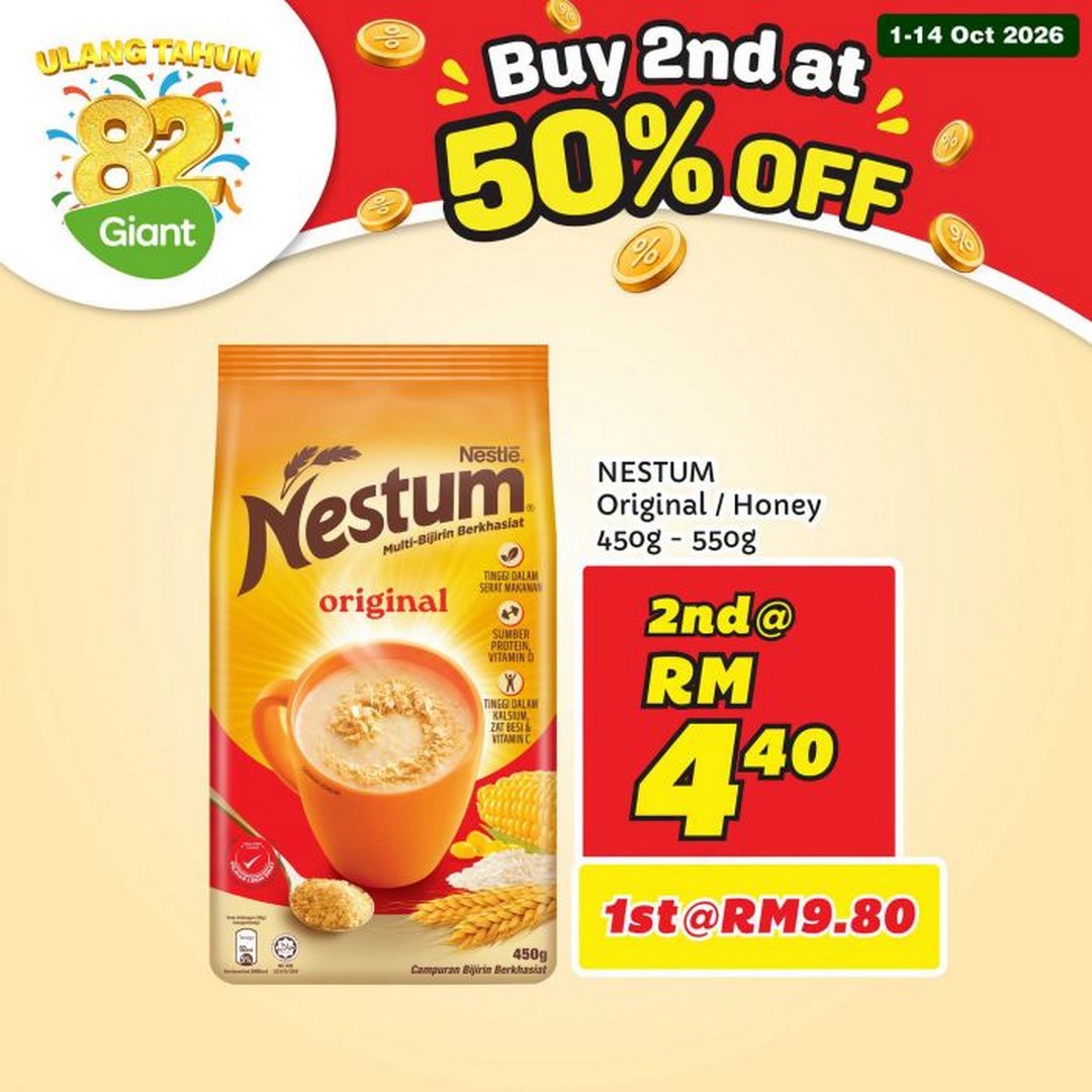Giant-82nd-Anniversary-Buy-2nd-at-50-Off-Promotion-5 1-14 October 2026: Giant: 82nd Anniversary Buy 2nd at 50% Off Promotion on Selected Food, Drinks and Household Essentials