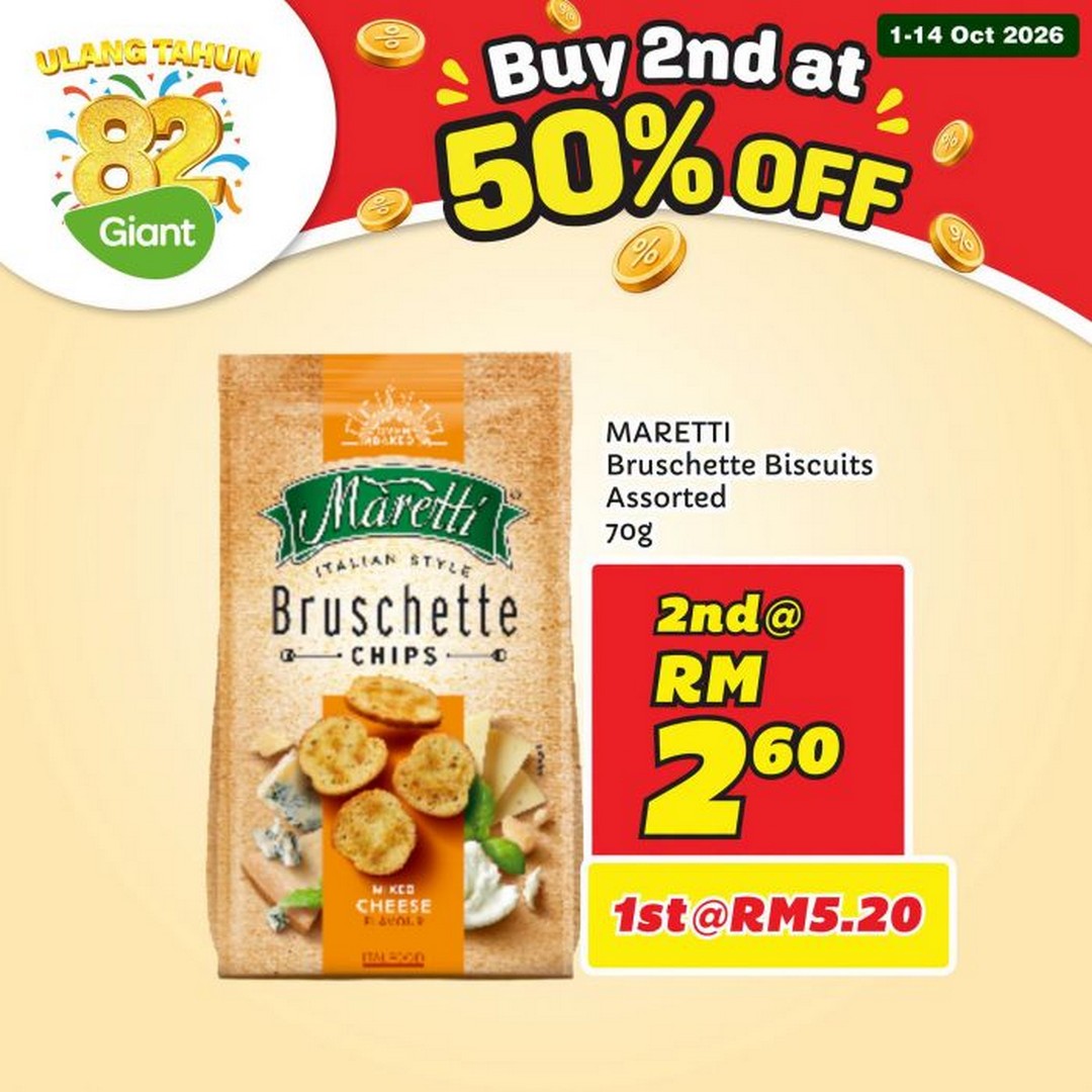 Giant-82nd-Anniversary-Buy-2nd-at-50-Off-Promotion-6 1-14 October 2026: Giant: 82nd Anniversary Buy 2nd at 50% Off Promotion on Selected Food, Drinks and Household Essentials