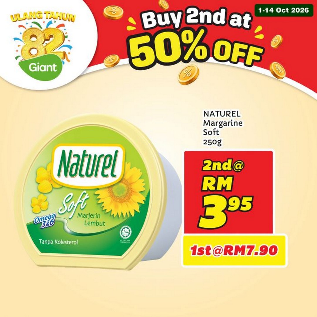 Giant-82nd-Anniversary-Buy-2nd-at-50-Off-Promotion-9 1-14 October 2026: Giant: 82nd Anniversary Buy 2nd at 50% Off Promotion on Selected Food, Drinks and Household Essentials