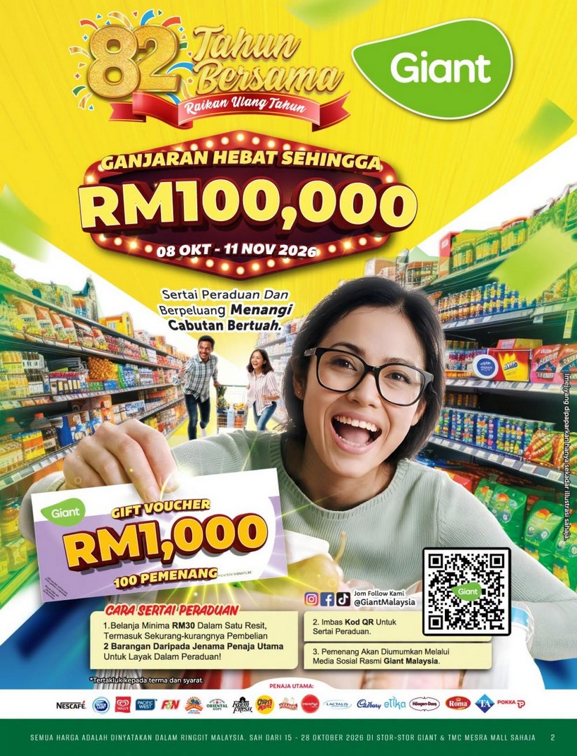 Giant-82nd-Anniversary-Promotion-Catalogue-1 15-28 October 2026: Giant: 82nd Anniversary Promotion Catalogue – Buy 2nd at 50% OFF, Grocery Deals and Special Offers at Giant & TMC Mesra Mall