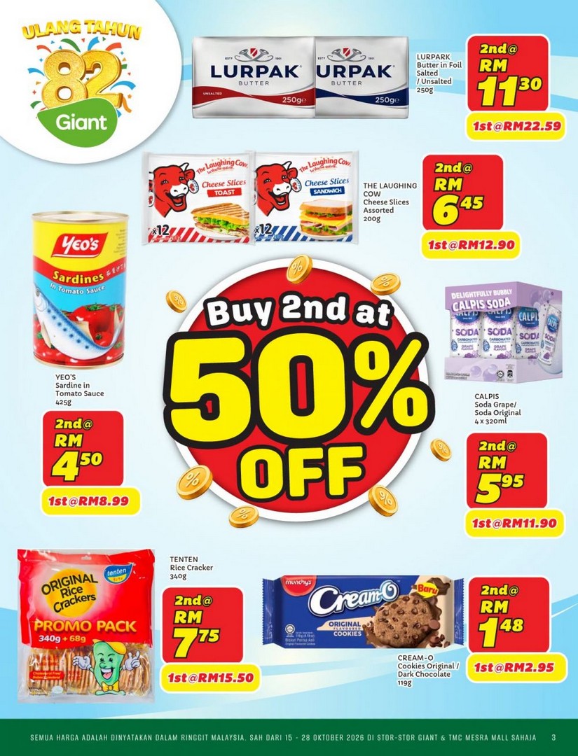 Giant-82nd-Anniversary-Promotion-Catalogue-2 15-28 October 2026: Giant: 82nd Anniversary Promotion Catalogue – Buy 2nd at 50% OFF, Grocery Deals and Special Offers at Giant & TMC Mesra Mall