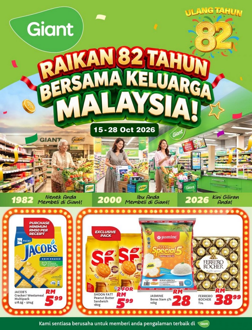 Giant-82nd-Anniversary-Promotion-Catalogue 15-28 October 2026: Giant: 82nd Anniversary Promotion Catalogue – Buy 2nd at 50% OFF, Grocery Deals and Special Offers at Giant & TMC Mesra Mall