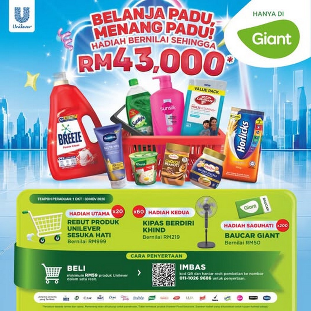 Giant-Malaysia-Shop-Hard-Win-Hard-Unilever-Contest-Promotion 5 October-30 November 2026: Giant Malaysia: Shop Hard, Win Hard Unilever Contest Promotion – Buy RM59 and Stand a Chance to Win Prizes Worth Up to RM43,000