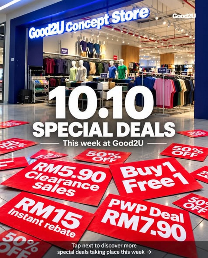 Good2U-10.10-Special-Deals-with-RM15-Off 7-31 October 2026: Good2U: 10.10 Special Deals with RM15 Off, RM5.90-RM10.90 Bargains, Buy 3 Graphic Tees and More