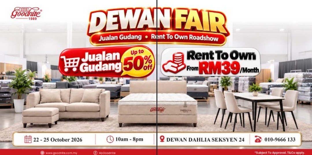 Goodnite-Malaysia-Warehouse-Sale-in-Shah-Alam 22-25 October 2026: Goodnite Malaysia Warehouse Sale in Shah Alam – Enjoy Exclusive Mattress and Furniture Deals at Dewan Dahlia, Seksyen 24, from 10am to 8pm