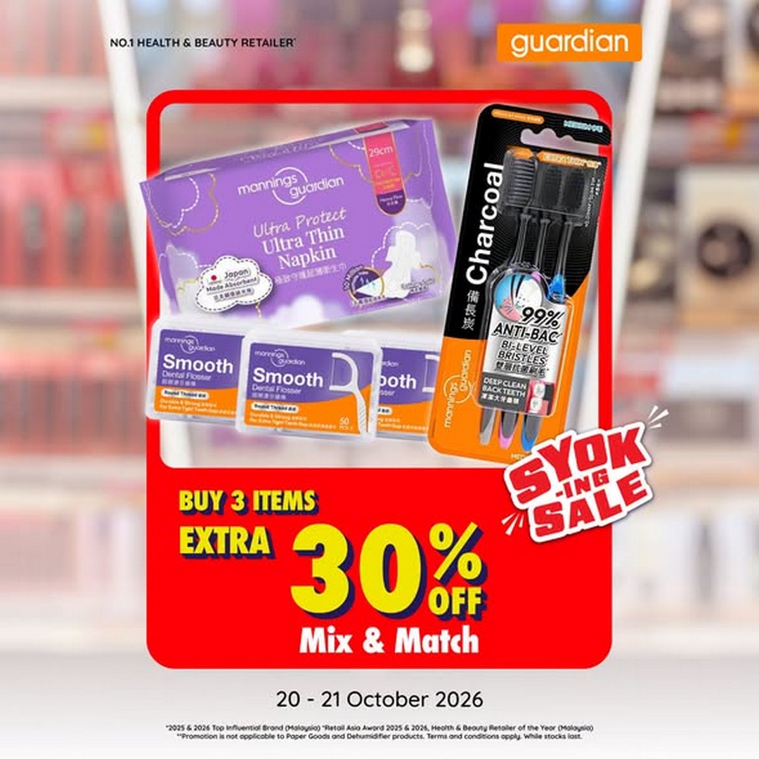 Guardian-Malaysia-Buy-3-Get-Extra-30-OFF-Brand-Day-Promotion-2 20–21 October 2026: Guardian Malaysia Buy 3 Get Extra 30% OFF Brand Day Promotion, Plus RM12 App Discount and MYguardianRewards Bonuses