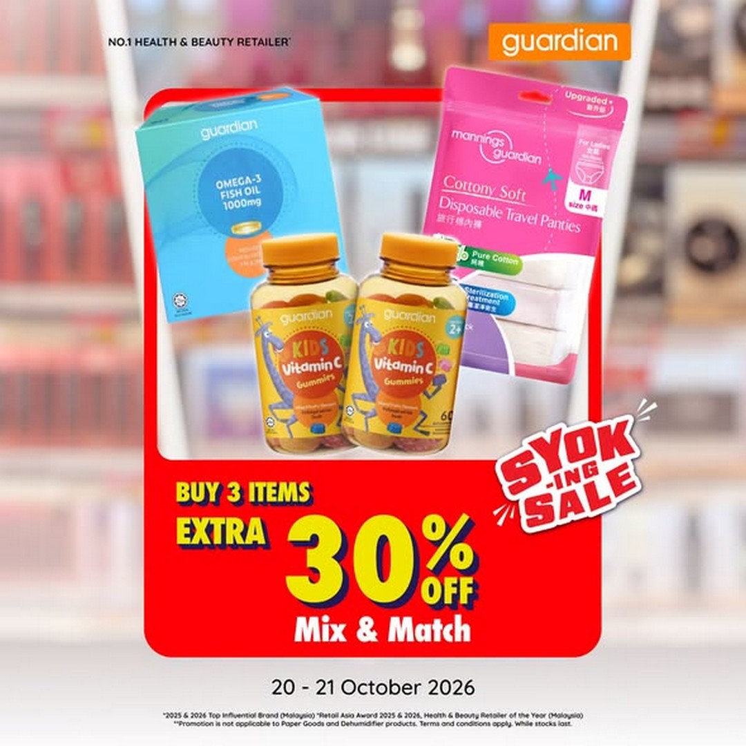 Guardian-Malaysia-Buy-3-Get-Extra-30-OFF-Brand-Day-Promotion-3 20–21 October 2026: Guardian Malaysia Buy 3 Get Extra 30% OFF Brand Day Promotion, Plus RM12 App Discount and MYguardianRewards Bonuses