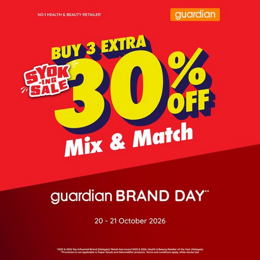 Guardian-Malaysia-Buy-3-Get-Extra-30-OFF-Brand-Day-Promotion 20–21 October 2026: Guardian Malaysia Buy 3 Get Extra 30% OFF Brand Day Promotion, Plus RM12 App Discount and MYguardianRewards Bonuses