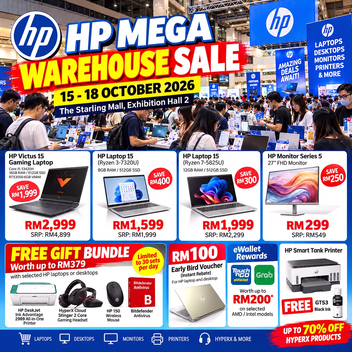 HP-Mega-Warehouse-Sale-2026-1 15–18 Oct 2026: HP Mega Warehouse Sale – Laptops from RM1,599, Monitors at RM299, Free Gifts & eWallet Rewards