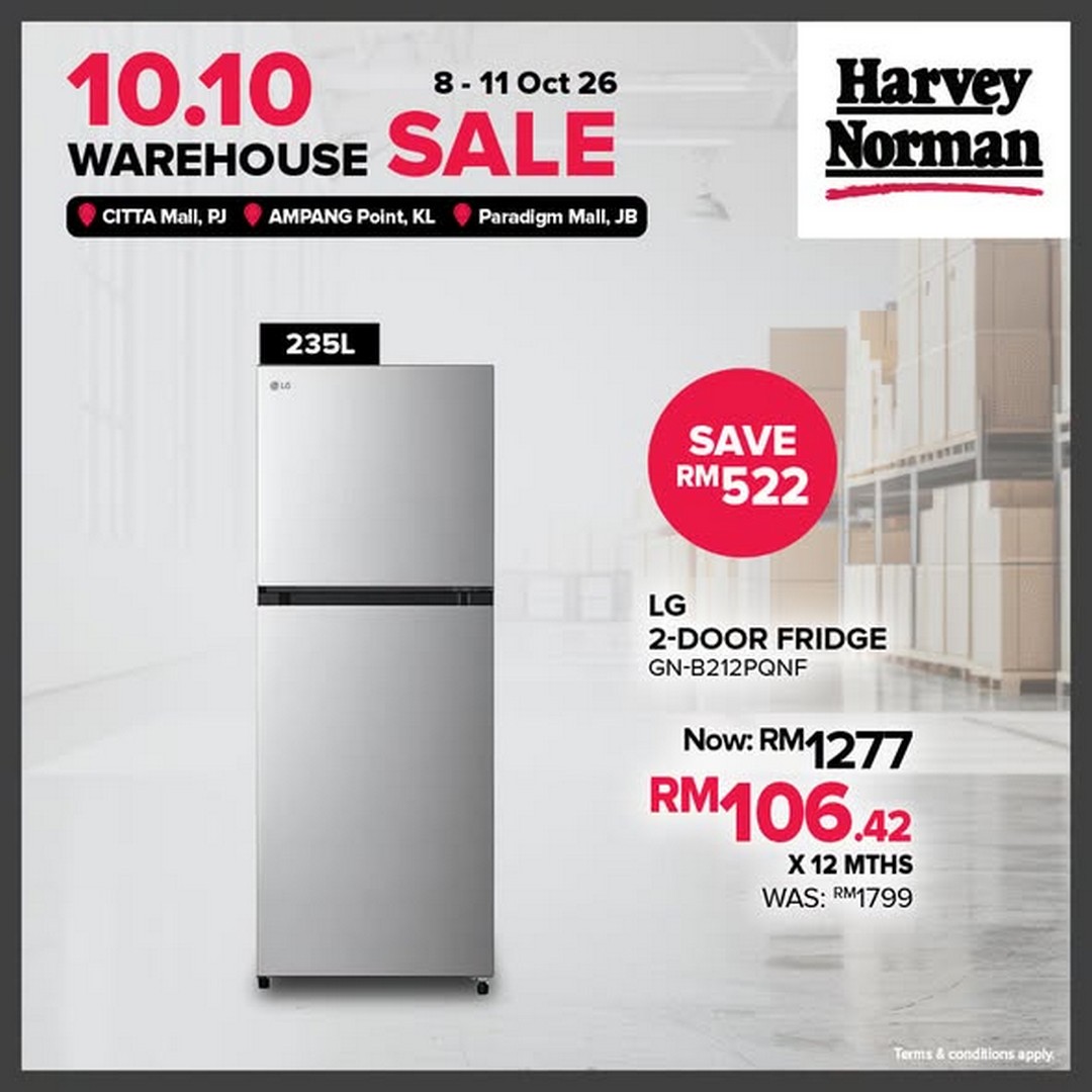 Harvey-Norman-Malaysia-10.10-Warehouse-Sale-–-Up-to-80-Off-1 8-11 October 2026: Harvey Norman Malaysia: 10.10 Warehouse Sale – Up to 80% Off at Citta Mall, Ampang Point & Paradigm Mall JB