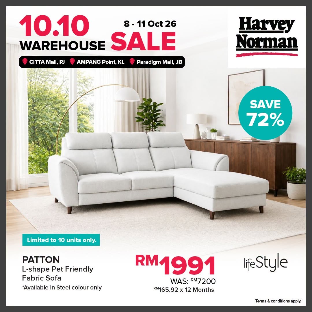 Harvey-Norman-Malaysia-10.10-Warehouse-Sale-–-Up-to-80-Off-12 8-11 October 2026: Harvey Norman Malaysia: 10.10 Warehouse Sale – Up to 80% Off at Citta Mall, Ampang Point & Paradigm Mall JB