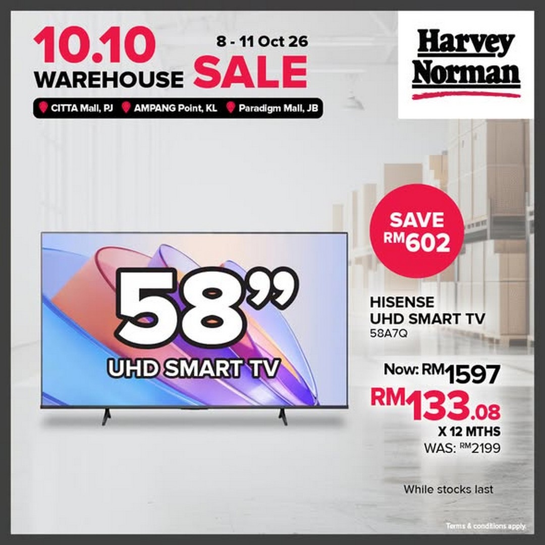 Harvey-Norman-Malaysia-10.10-Warehouse-Sale-–-Up-to-80-Off-2 8-11 October 2026: Harvey Norman Malaysia: 10.10 Warehouse Sale – Up to 80% Off at Citta Mall, Ampang Point & Paradigm Mall JB