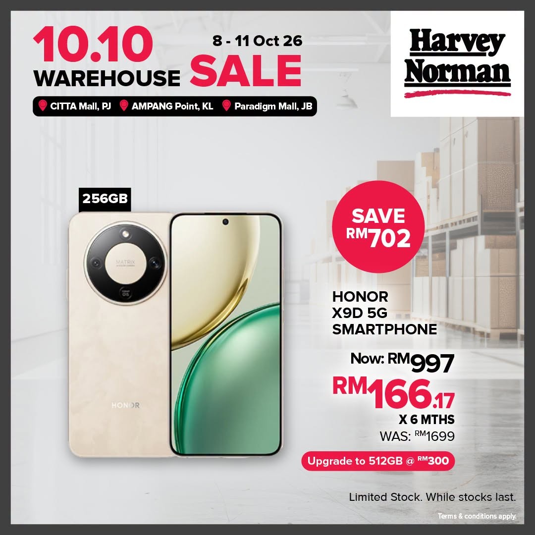 Harvey-Norman-Malaysia-10.10-Warehouse-Sale-–-Up-to-80-Off-7 8-11 October 2026: Harvey Norman Malaysia: 10.10 Warehouse Sale – Up to 80% Off at Citta Mall, Ampang Point & Paradigm Mall JB
