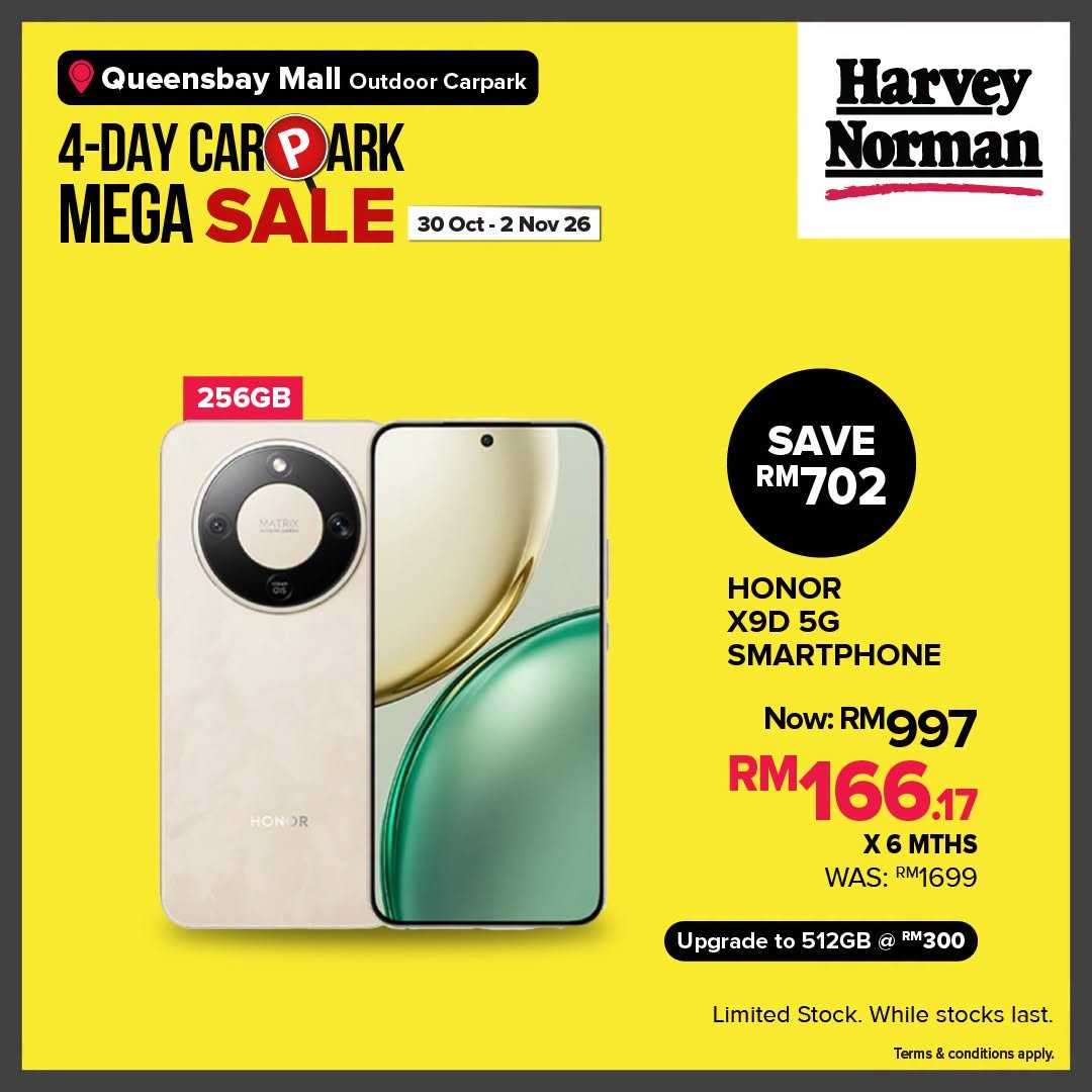 Harvey-Norman-Malaysia-4-Day-Carpark-Mega-Sale-9 30 October-2 November 2026: Harvey Norman Malaysia 4-Day Carpark Mega Sale, Up to 80% Off at Queensbay Mall Penang