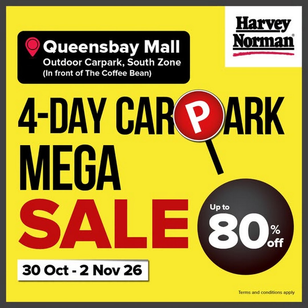 Harvey-Norman-Malaysia-4-Day-Carpark-Mega-Sale 30 October-2 November 2026: Harvey Norman Malaysia 4-Day Carpark Mega Sale, Up to 80% Off at Queensbay Mall Penang