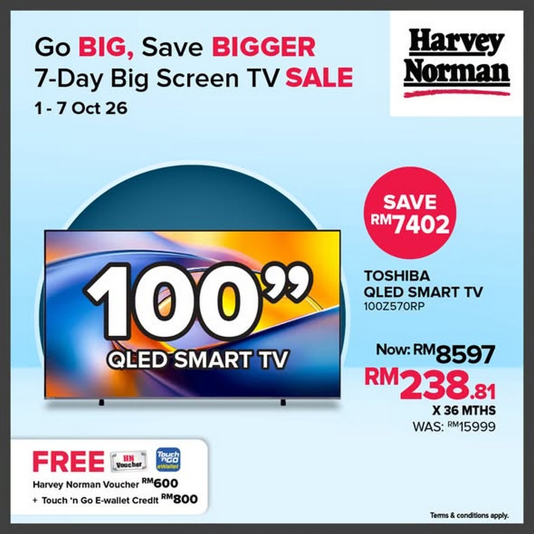 Harvey-Norman-Malaysia-Big-Screen-TV-Sale-3 1-7 October 2026: Harvey Norman Malaysia: Big Screen TV Sale with Up to 46% Off and Up to RM1,000 Touch ’n Go eWallet Credit