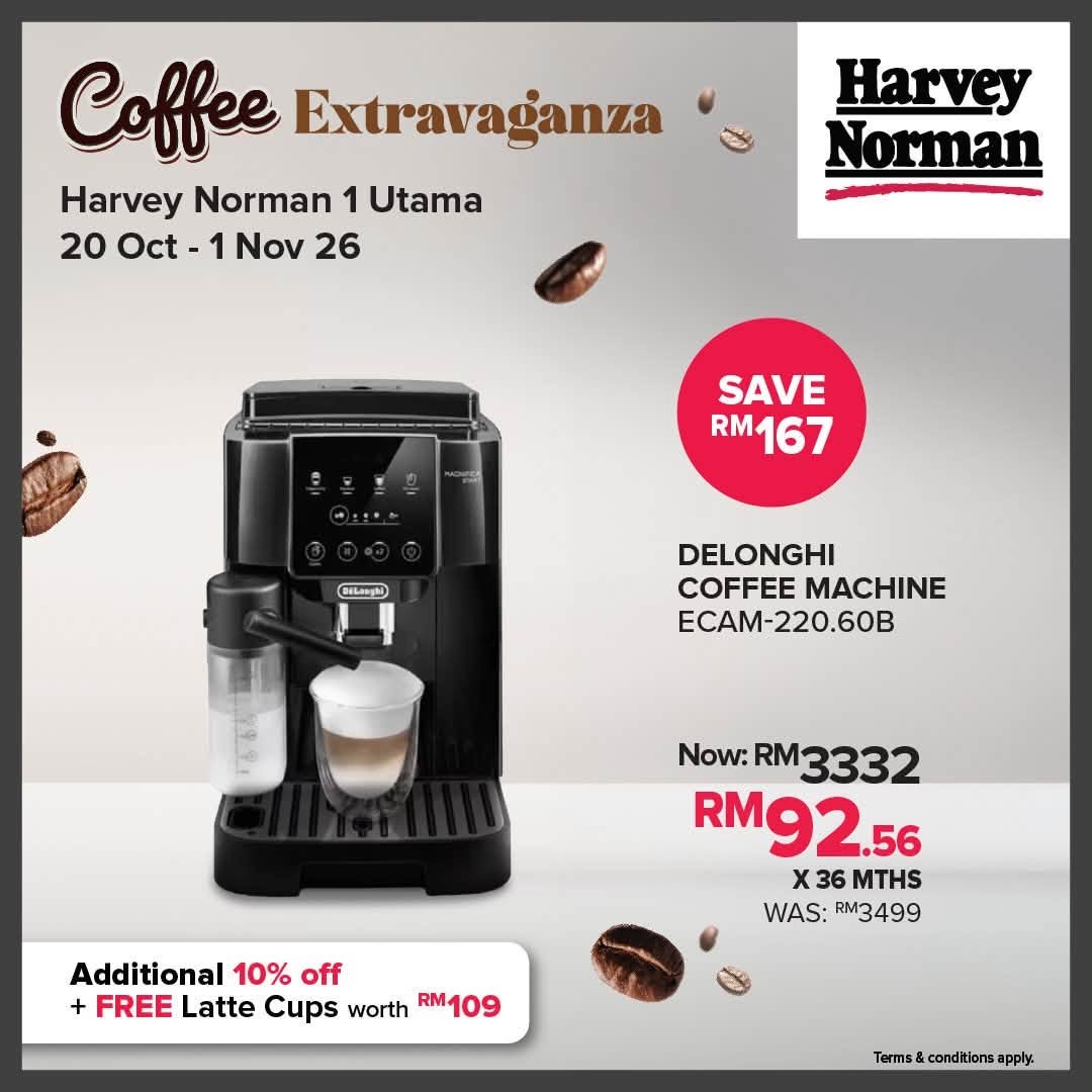 Harvey-Norman-Malaysia-Coffee-Extravaganza-Promotion-11 20 October–1 November 2026: Harvey Norman Malaysia Coffee Extravaganza Promotion at 1 Utama Shopping Centre – Free Coffee, 10% Off Coffee Machines, Touch ‘N Go Reload PINs and Free Gifts Worth Up to RM876