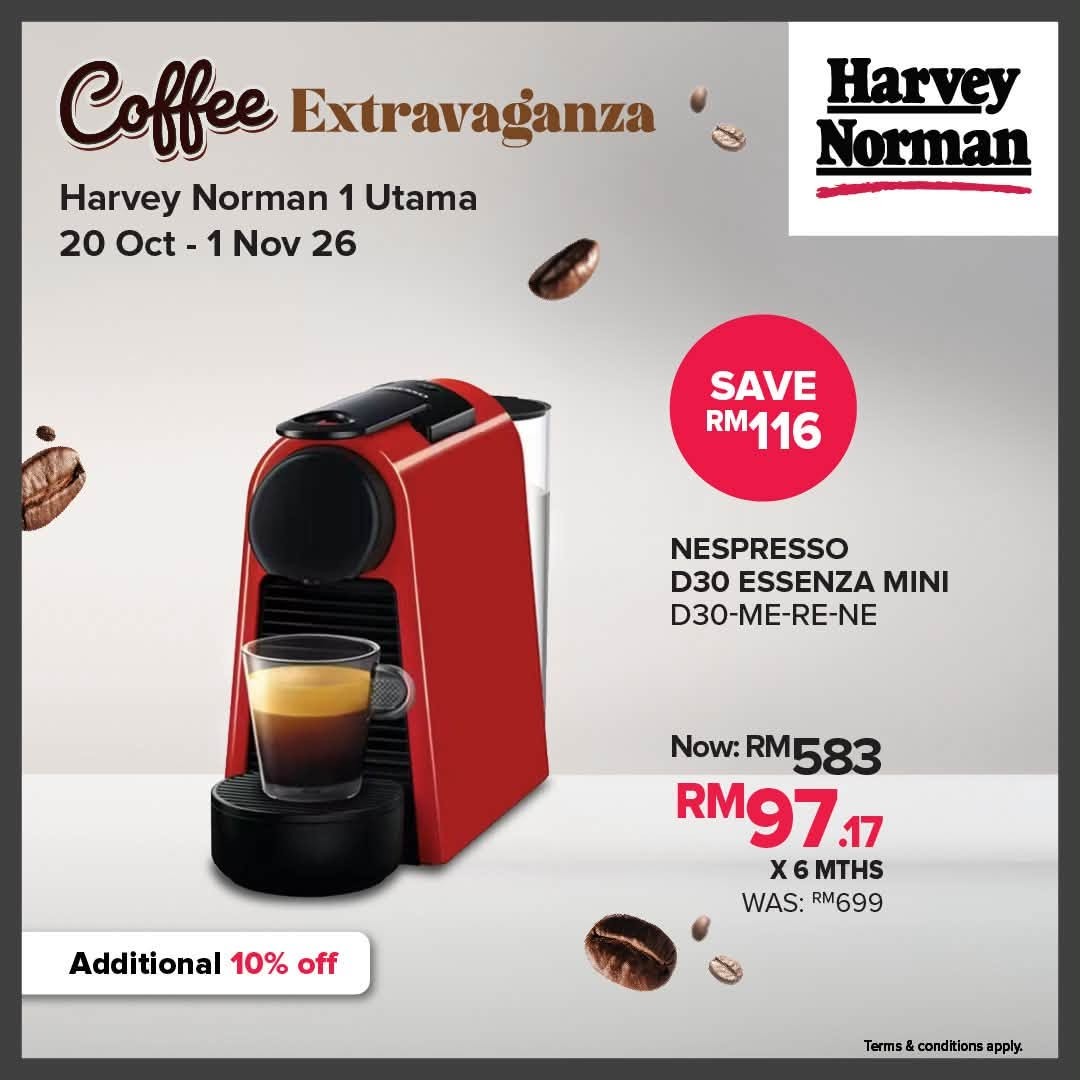 Harvey-Norman-Malaysia-Coffee-Extravaganza-Promotion-12 20 October–1 November 2026: Harvey Norman Malaysia Coffee Extravaganza Promotion at 1 Utama Shopping Centre – Free Coffee, 10% Off Coffee Machines, Touch ‘N Go Reload PINs and Free Gifts Worth Up to RM876