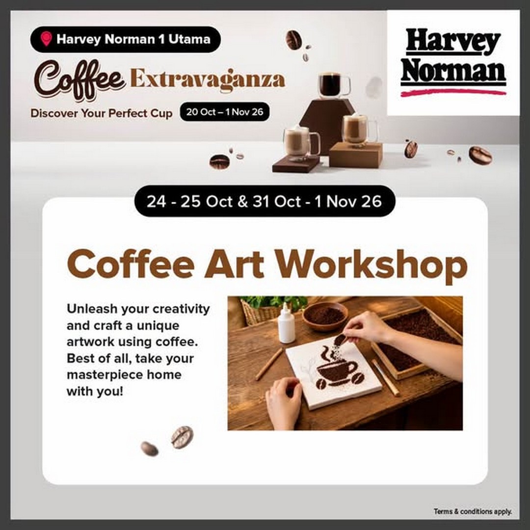 Harvey-Norman-Malaysia-Coffee-Extravaganza-Promotion-3 20 October–1 November 2026: Harvey Norman Malaysia Coffee Extravaganza Promotion at 1 Utama Shopping Centre – Free Coffee, 10% Off Coffee Machines, Touch ‘N Go Reload PINs and Free Gifts Worth Up to RM876