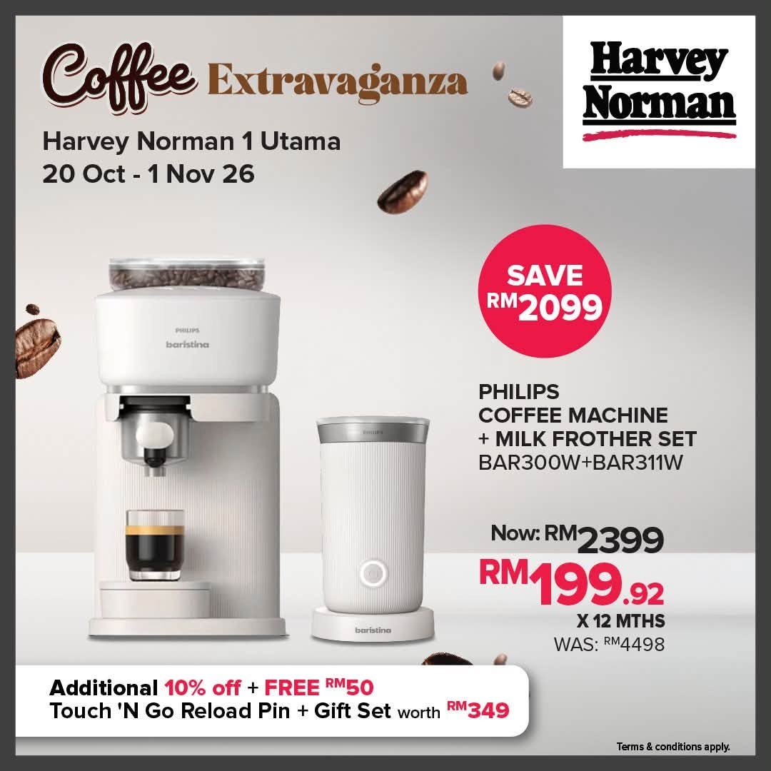 Harvey-Norman-Malaysia-Coffee-Extravaganza-Promotion-7 20 October–1 November 2026: Harvey Norman Malaysia Coffee Extravaganza Promotion at 1 Utama Shopping Centre – Free Coffee, 10% Off Coffee Machines, Touch ‘N Go Reload PINs and Free Gifts Worth Up to RM876