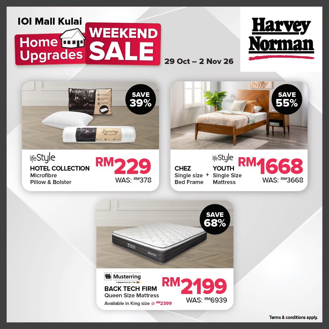 Harvey-Norman-Malaysia-Home-Upgrades-Weekend-Sale-11 29 October-2 November 2026: Harvey Norman Malaysia Home Upgrades Weekend Sale – Up to 80% OFF Electrical Appliances, IT, Furniture & Bedding at IOI Mall Kulai