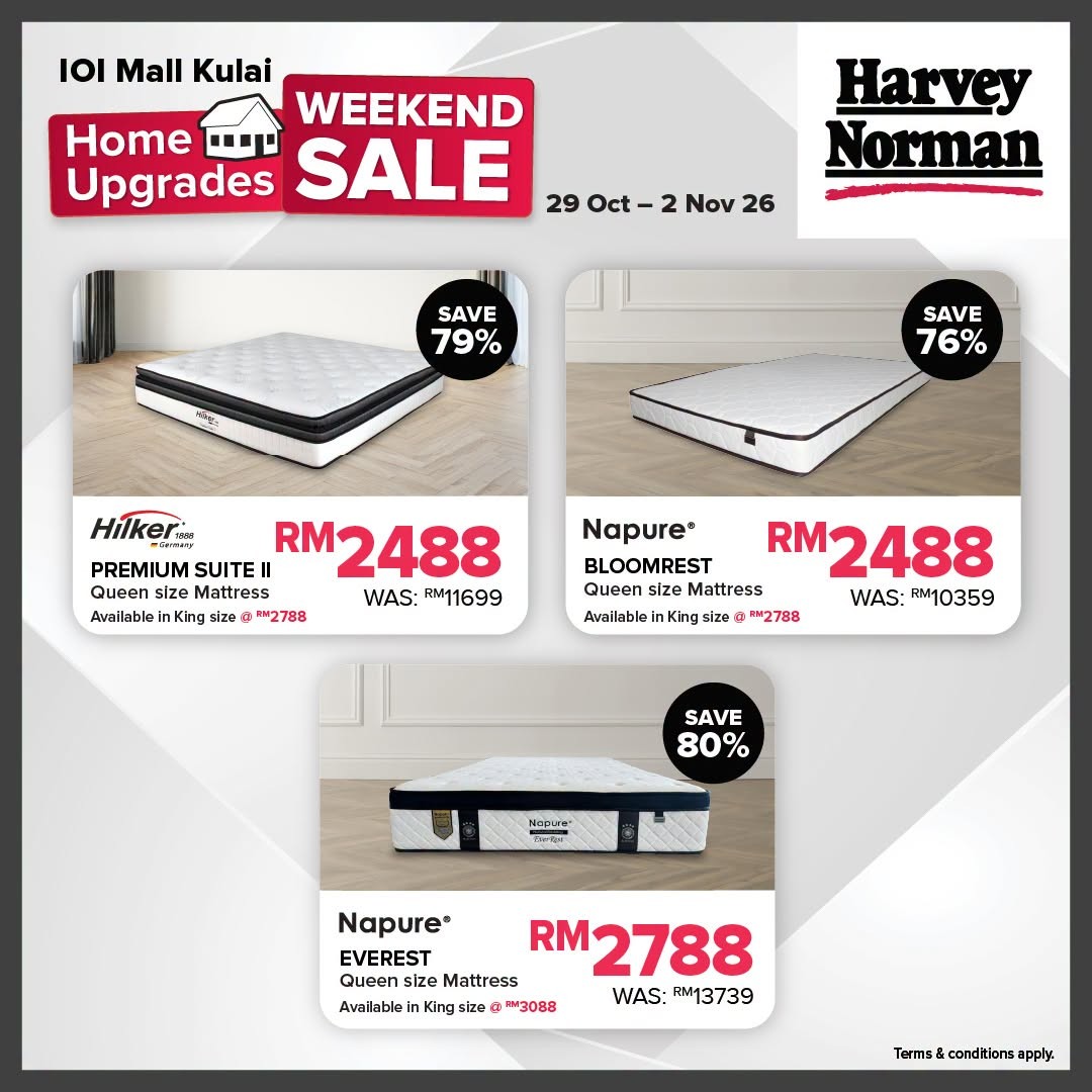 Harvey-Norman-Malaysia-Home-Upgrades-Weekend-Sale-12 29 October-2 November 2026: Harvey Norman Malaysia Home Upgrades Weekend Sale – Up to 80% OFF Electrical Appliances, IT, Furniture & Bedding at IOI Mall Kulai