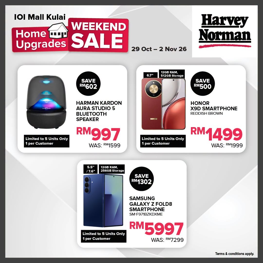 Harvey-Norman-Malaysia-Home-Upgrades-Weekend-Sale-6 29 October-2 November 2026: Harvey Norman Malaysia Home Upgrades Weekend Sale – Up to 80% OFF Electrical Appliances, IT, Furniture & Bedding at IOI Mall Kulai