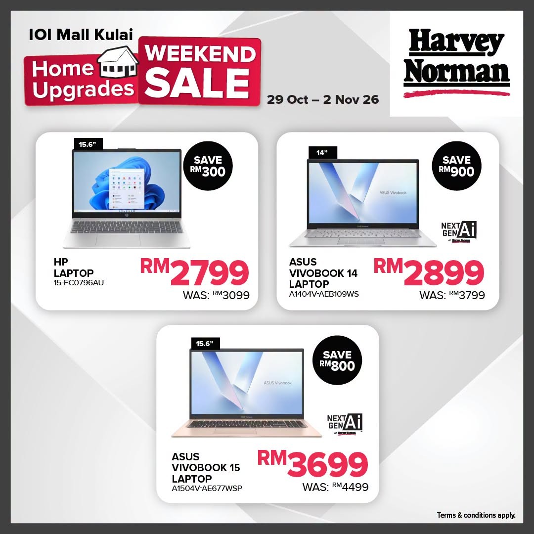 Harvey-Norman-Malaysia-Home-Upgrades-Weekend-Sale-7 29 October-2 November 2026: Harvey Norman Malaysia Home Upgrades Weekend Sale – Up to 80% OFF Electrical Appliances, IT, Furniture & Bedding at IOI Mall Kulai
