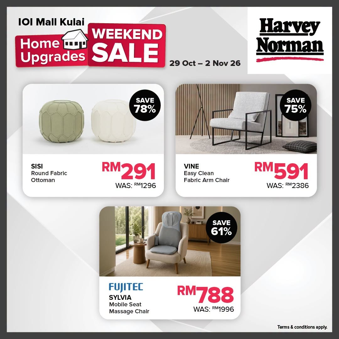 Harvey-Norman-Malaysia-Home-Upgrades-Weekend-Sale-8 29 October-2 November 2026: Harvey Norman Malaysia Home Upgrades Weekend Sale – Up to 80% OFF Electrical Appliances, IT, Furniture & Bedding at IOI Mall Kulai